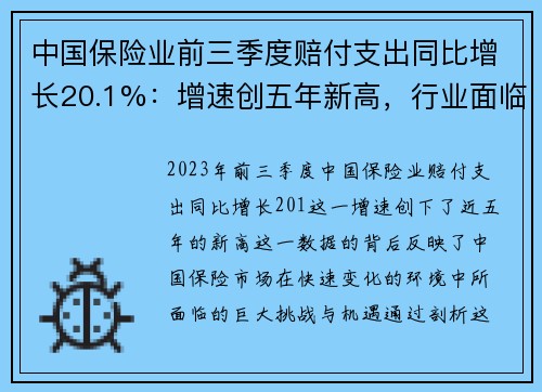 中国保险业前三季度赔付支出同比增长20.1%：增速创五年新高，行业面临新机遇